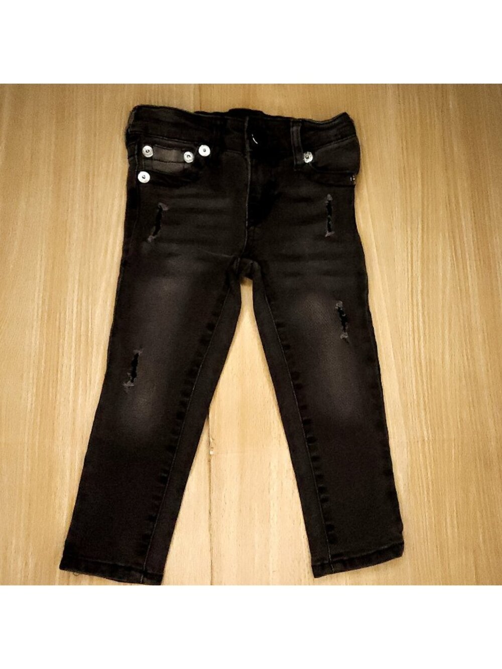 True Religion Toddler Girls Black Distressed Skinny Jeans 24 Months